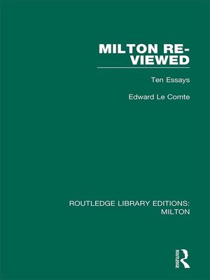 cover image of Milton Re-viewed